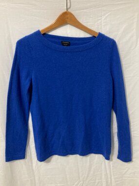 Talbots Women L Cashmere Blue Sweater Layering Chic Classic Work Preppy